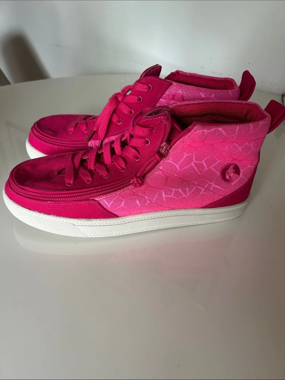 Billy Bright Pink High-Top Lace-Up Sneakers size  big kids size 9W .